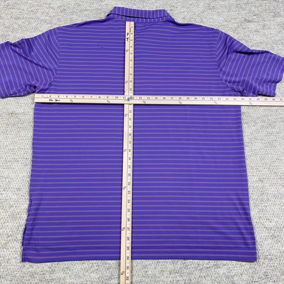 Peter Millar Polo Shirt Men XL Purple Striped Summer Comfort Crown Performance - Picture 7 of 10